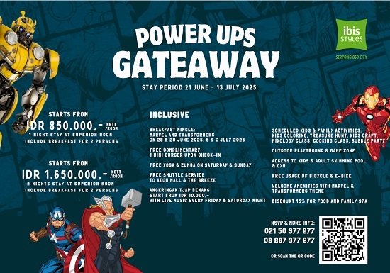 Power Ups Gateaway: Menginap saat Liburan Sekolah Bertema Superhero di ibis Styles Serpong BSD City
