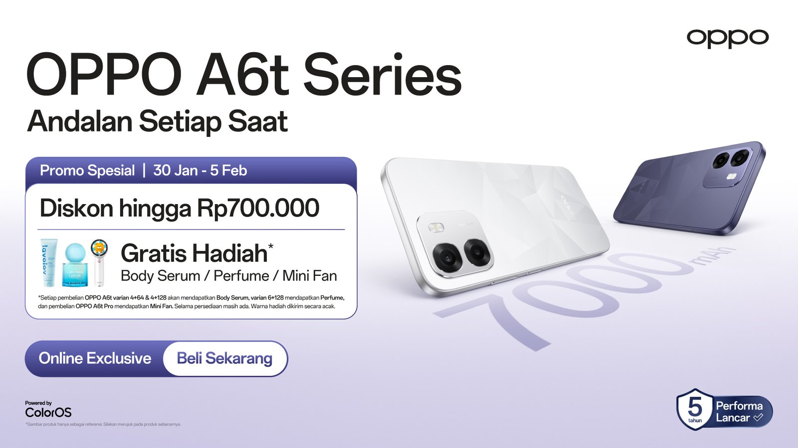 OPPO A6t Series Resmi Meluncur: Hadirkan Baterai Badak 7000mAh