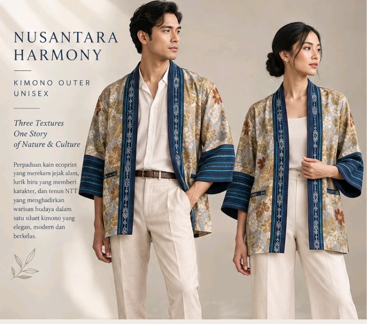 Brand Fashion Tangerang Padukan Ecoprint, Batik, Lurik, dan Serat Nanas dalam Satu Busana